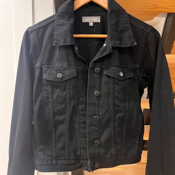 Just USA Black Denim cropped jacket - Picture 1 of 4